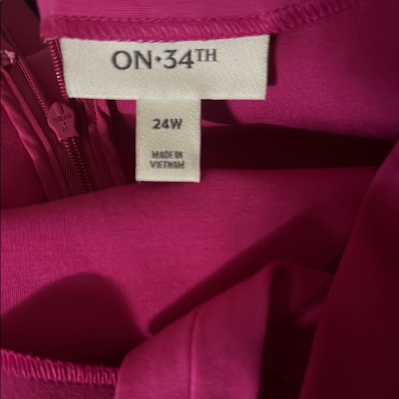 Hot Pink Square Neck Sleeveless Knee-Length Dress - Picture 2 of 2